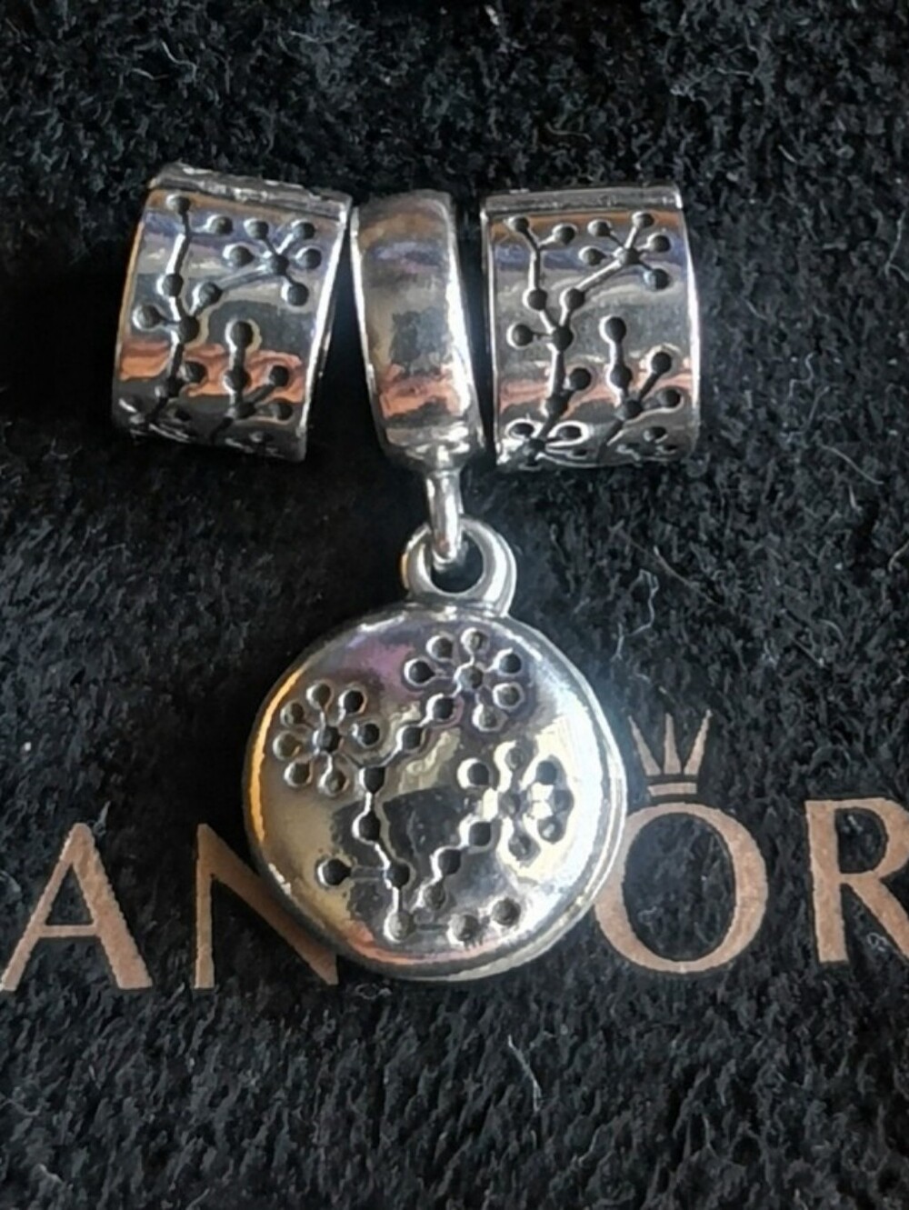 PANDORA SET OF 3 LUCERNE BLOSSOM CLIPS & DANGLE EXTREME RARE FIND TOGETHER !